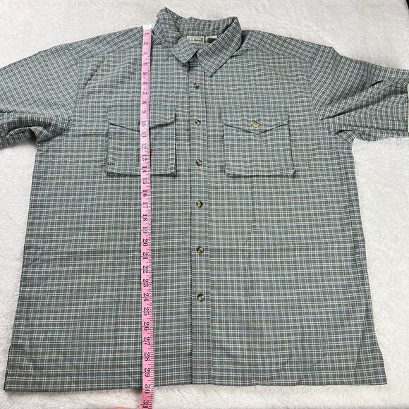 L.L. Bean Men’s Size Large Vintage Button Down Plaid Shirt blue green - Picture 6 of 8